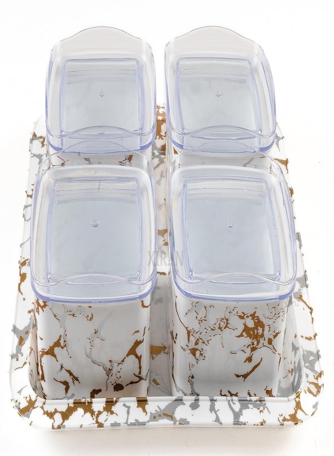 Xiran Airtight Dry Fruit Containers with Lid & Serving Tray, Dry Fruit Box for Serving Sweets, Chocolates, Candy, Pickle, Mukhwas, Kitchen accessories Items (4 Pieces Set, White, Polypropylene) - Image 3